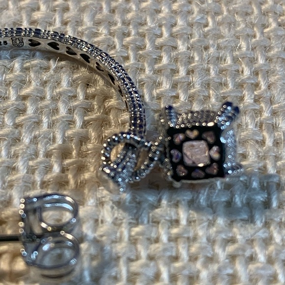 Judith Ripka Sterling interchangeable hoop earrings in Pink Crystal - Picture 8 of 11